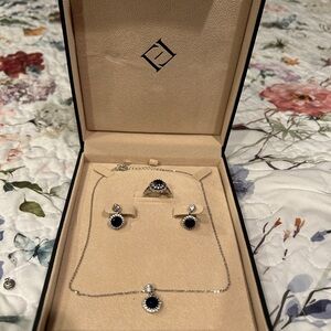 Elegant Silver and Sapphire Stone Jewelry Set from Saudi Arabia